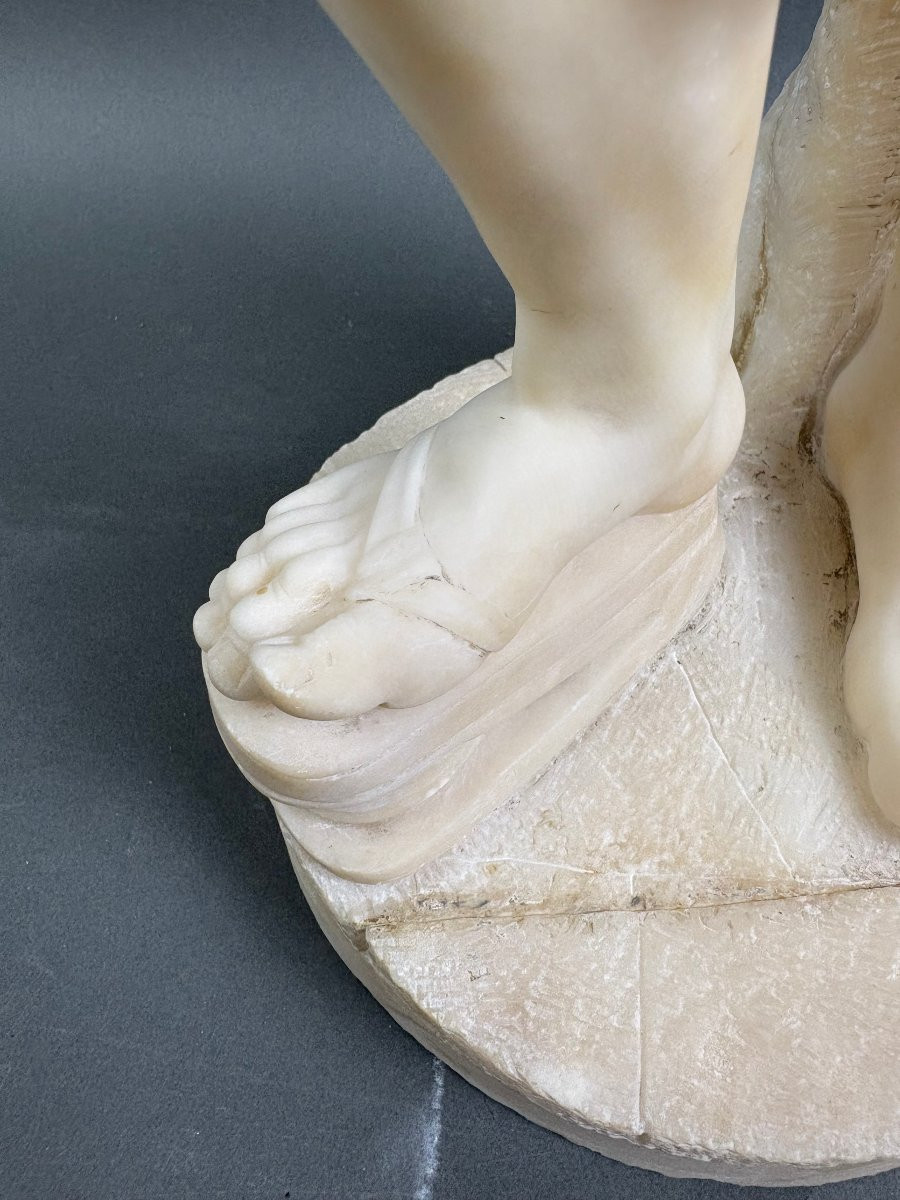 Grande Scultura in Alabastro di Volterra Satiro con Cimbali XIX secolo-photo-7