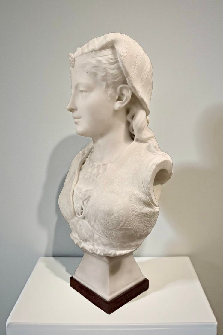 Zacharie RIMBEZ - Busto Orientalista in Marmo di Armida XIX secolo-photo-4