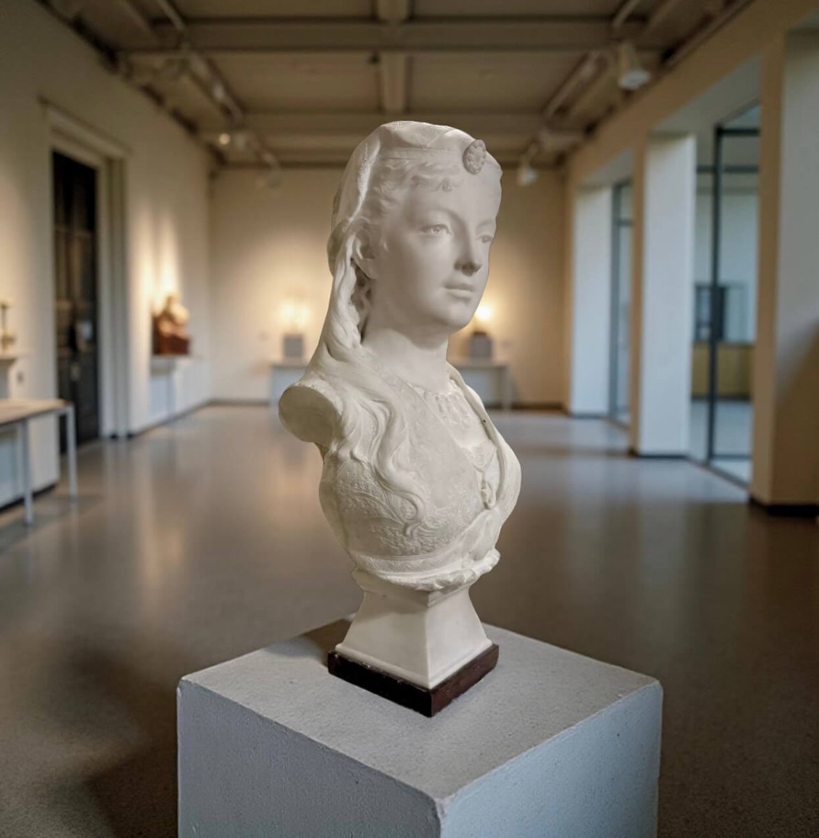 Zacharie RIMBEZ - Busto Orientalista in Marmo di Armida XIX secolo-photo-2