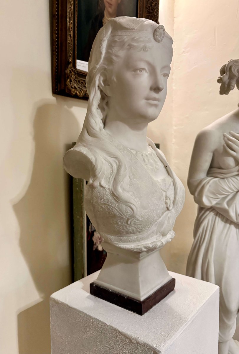 Zacharie RIMBEZ - Busto Orientalista in Marmo di Armida XIX secolo-photo-3