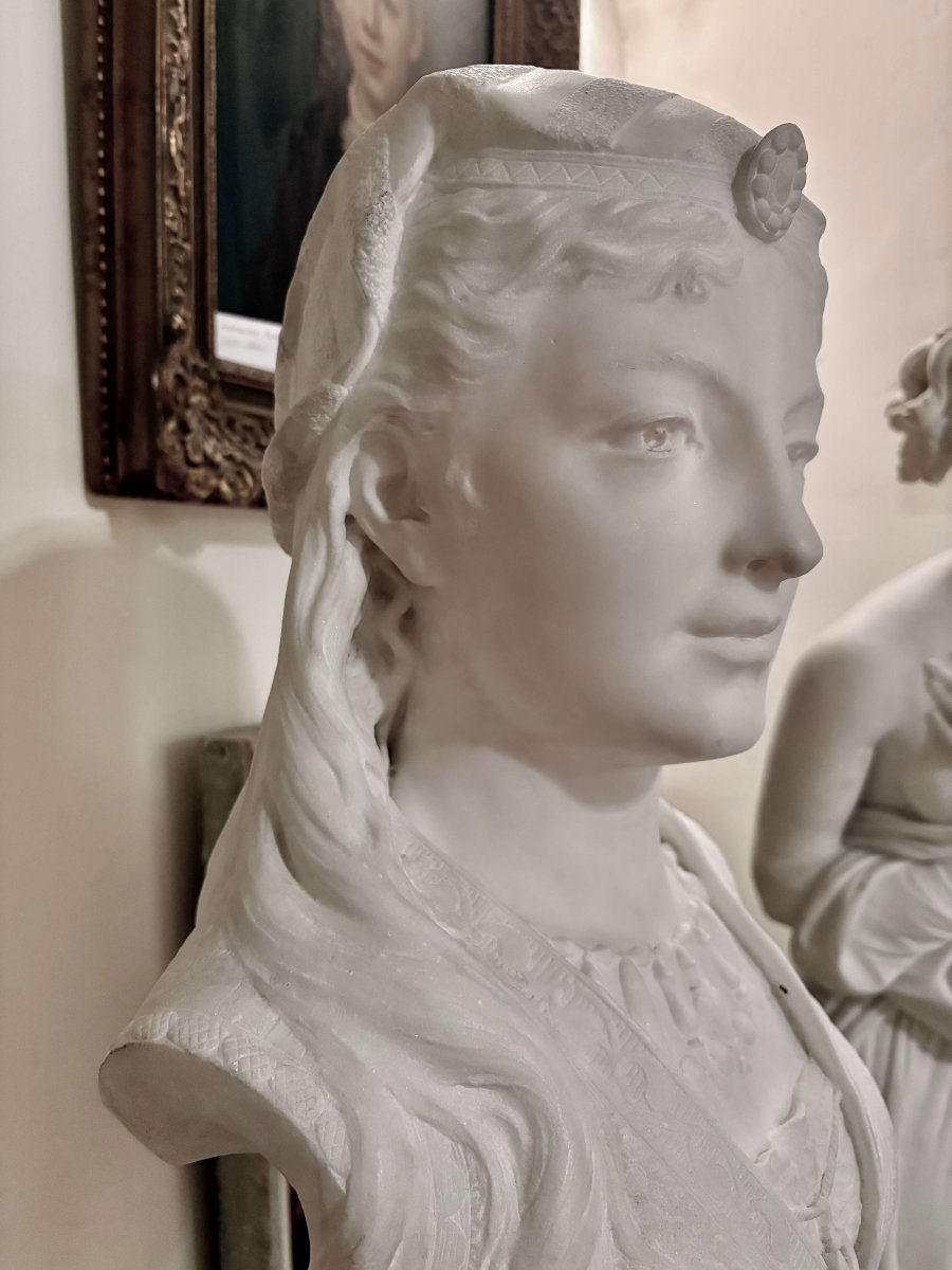 Zacharie RIMBEZ - Busto Orientalista in Marmo di Armida XIX secolo-photo-4