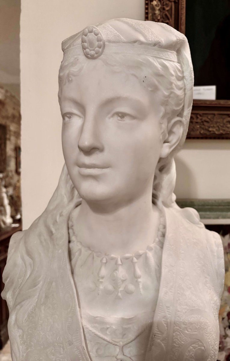 Zacharie RIMBEZ - Busto Orientalista in Marmo di Armida XIX secolo-photo-5