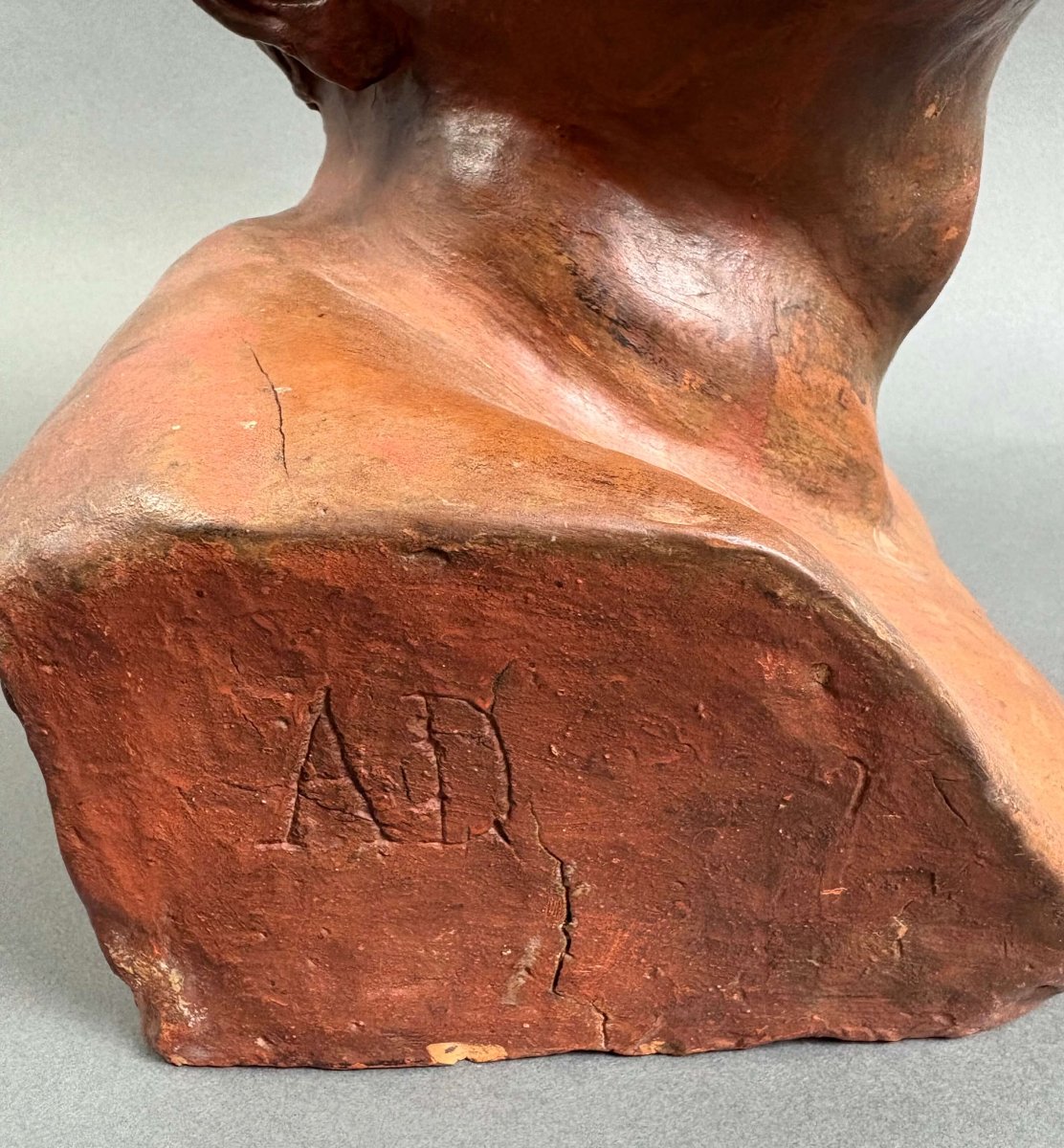 Busto Virile in Terracotta Neoclassico Italia XVIII secolo-photo-1