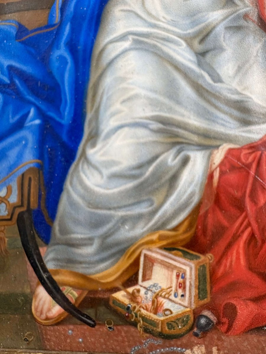 Da Charles Le Brun, Maddalena, Tempera su Pergamena in Cornice XVIII secolo-photo-3