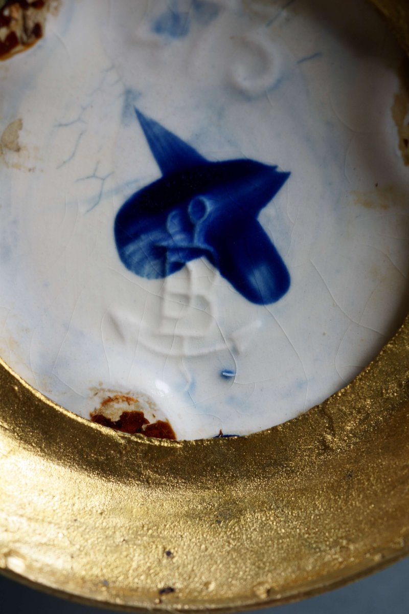 Gustave de Bruyn Vaso in Ceramica smaltata e Bronzo Dorato Art Decò-photo-3