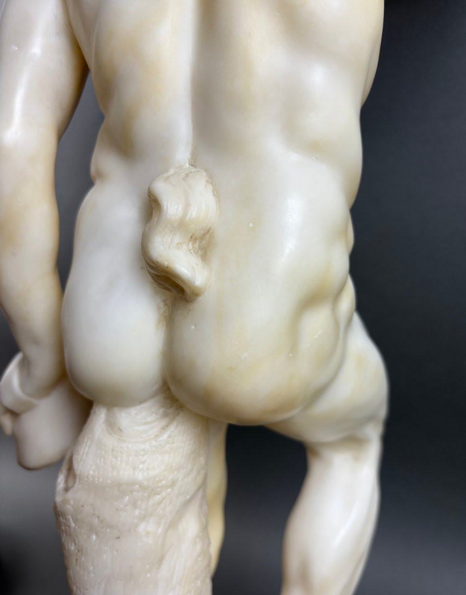 Grande Scultura in Alabastro di Volterra Satiro con Cimbali XIX secolo-photo-4