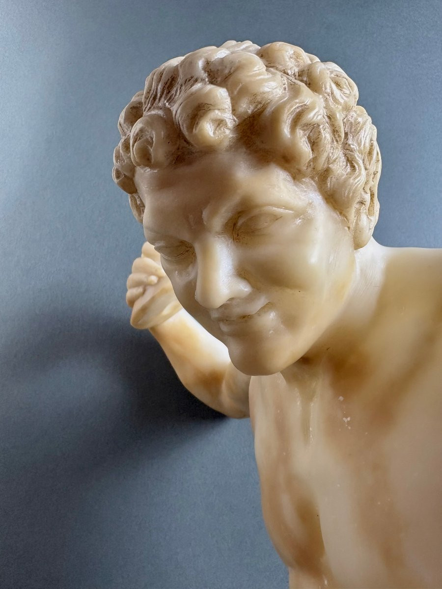 Grande Scultura in Alabastro di Volterra Satiro con Cimbali XIX secolo-photo-4