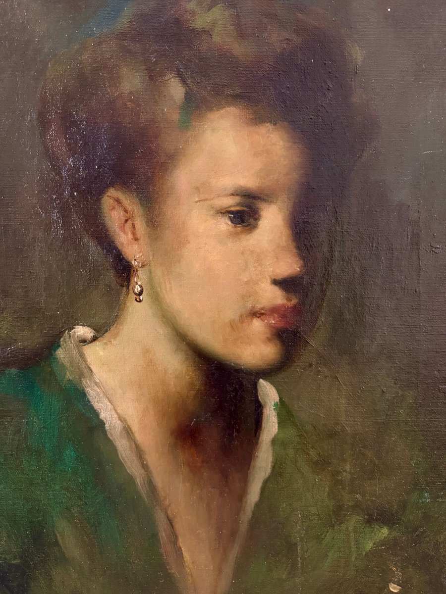 Ritratto di Elegante col Kimono Verde, Scuola Francese del XIX secolo-photo-2