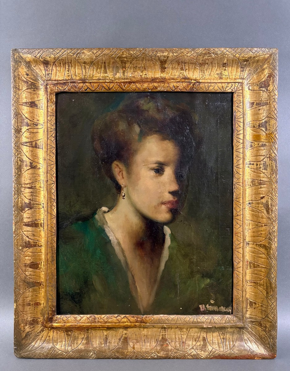 Ritratto di Elegante col Kimono Verde, Scuola Francese del XIX secolo