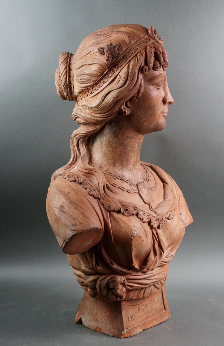 Busto in Terracotta Ritratto di Dama, Bottega senese,  XVIII secolo-photo-2