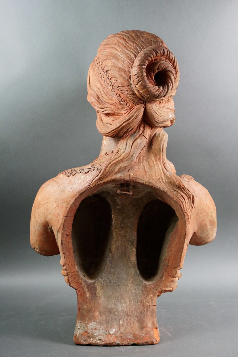 Busto in Terracotta Ritratto di Dama, Bottega senese,  XVIII secolo-photo-3
