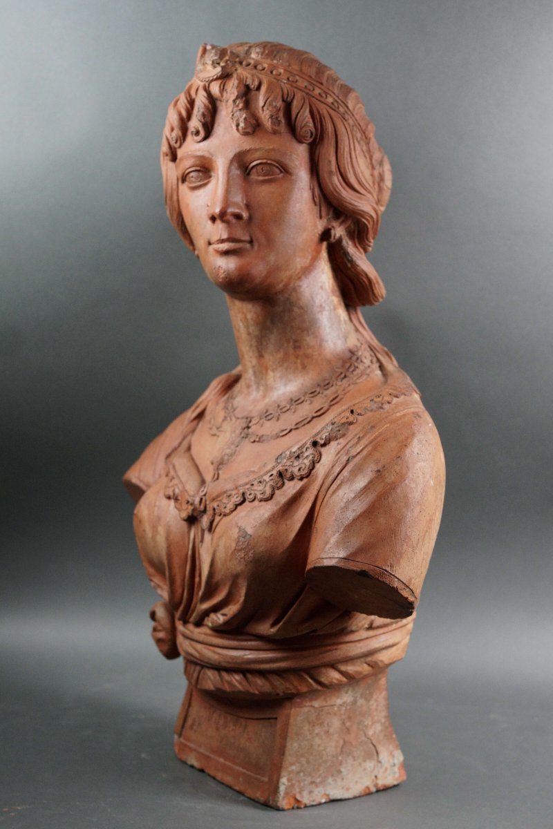 Busto in Terracotta Ritratto di Dama, Bottega senese,  XVIII secolo-photo-4