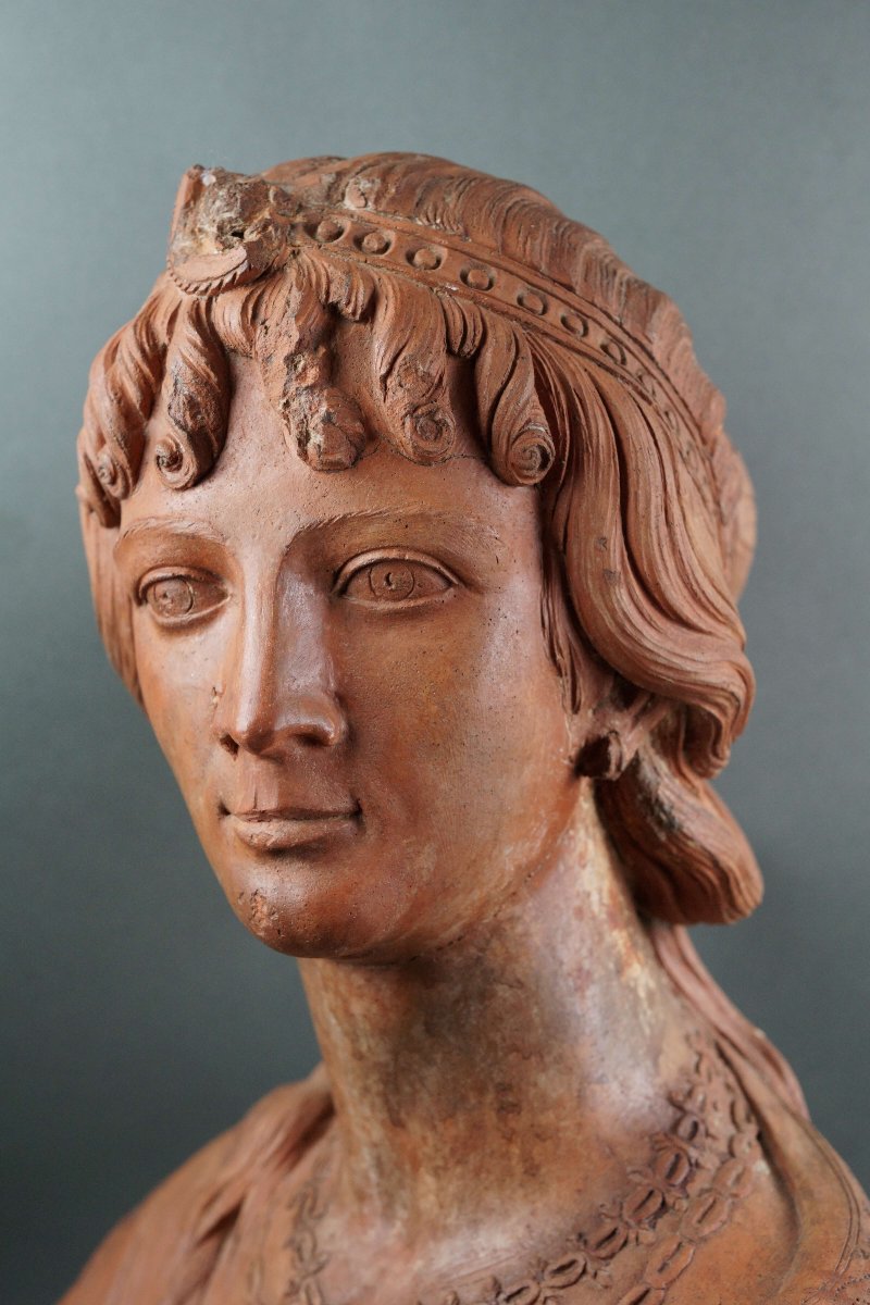 Busto in Terracotta Ritratto di Dama, Bottega senese,  XVIII secolo-photo-2