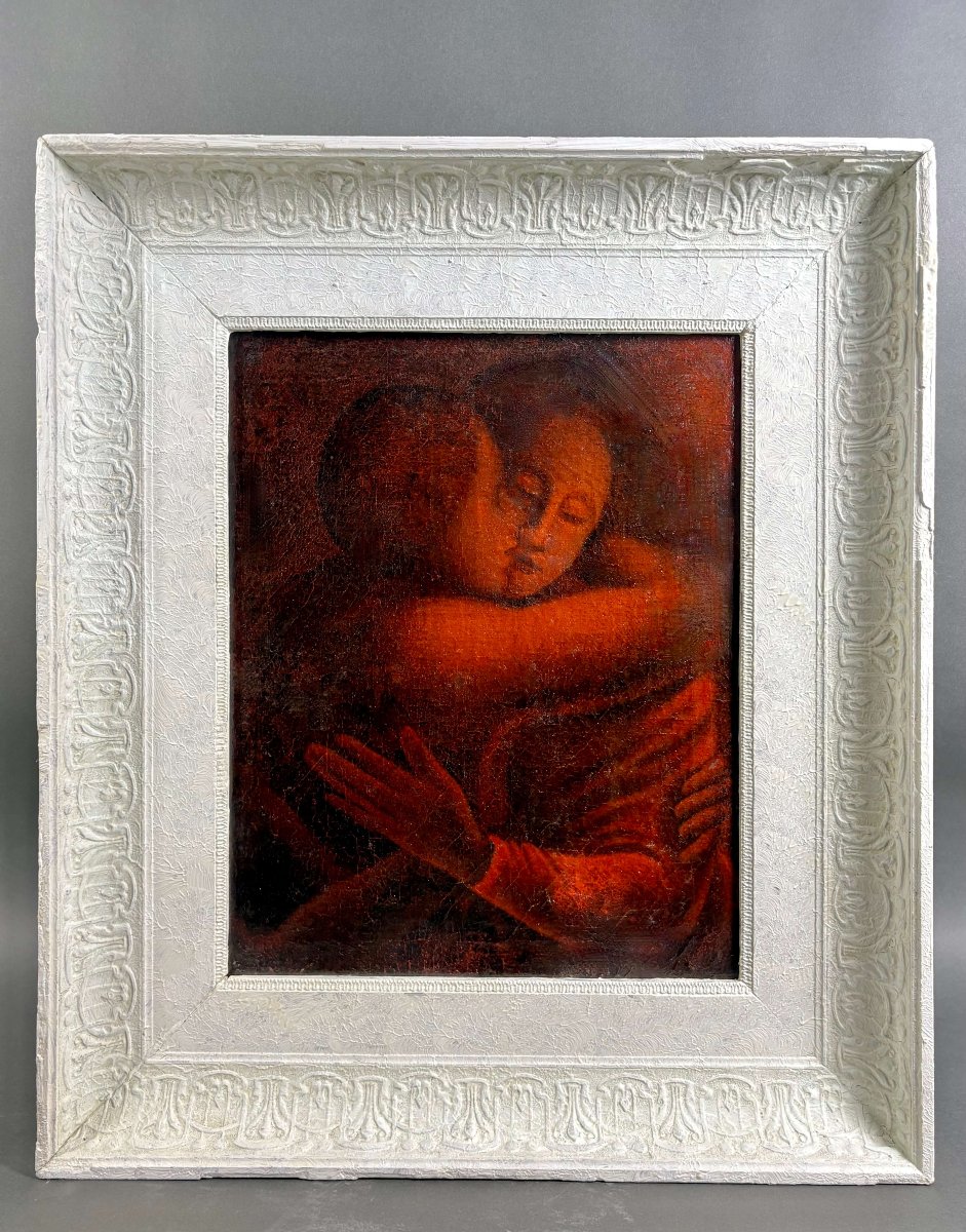 Scuola Simbolista Allievo di Eugène Carrière "Il bacio materno" inizio XX secolo-photo-2