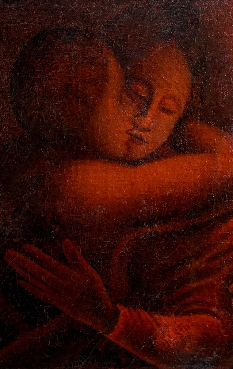 Scuola Simbolista Allievo di Eugène Carrière "Il bacio materno" inizio XX secolo-photo-4