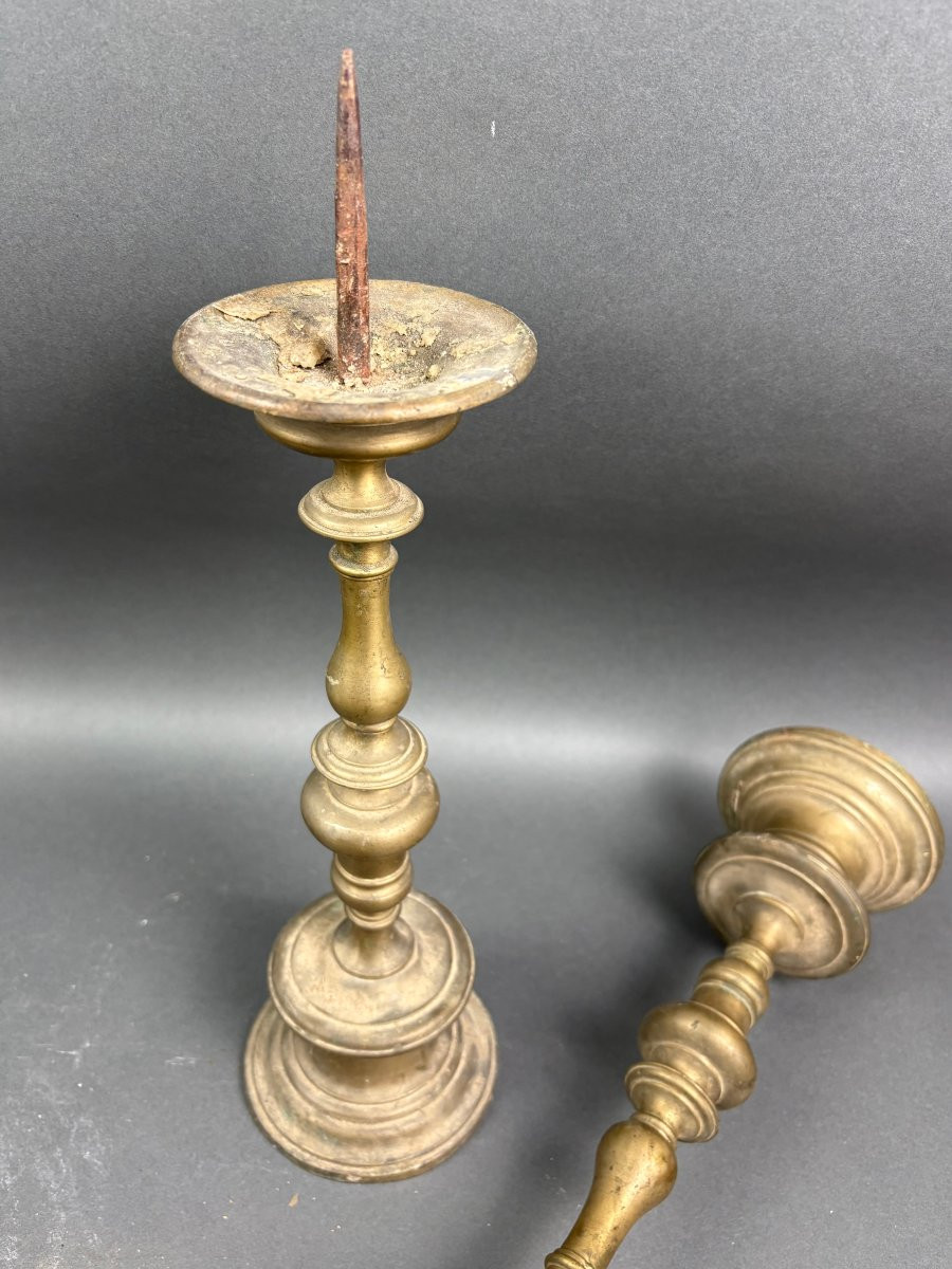 Coppia Candelieri in Bronzo a Rocchetto XVII secolo-photo-4