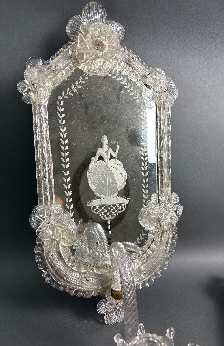 Coppia di Appliques in Vetro di Murano del XIX secolo-photo-1