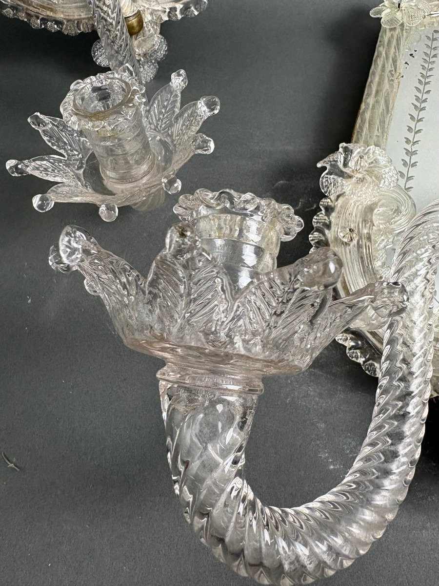 Coppia di Appliques in Vetro di Murano del XIX secolo-photo-2