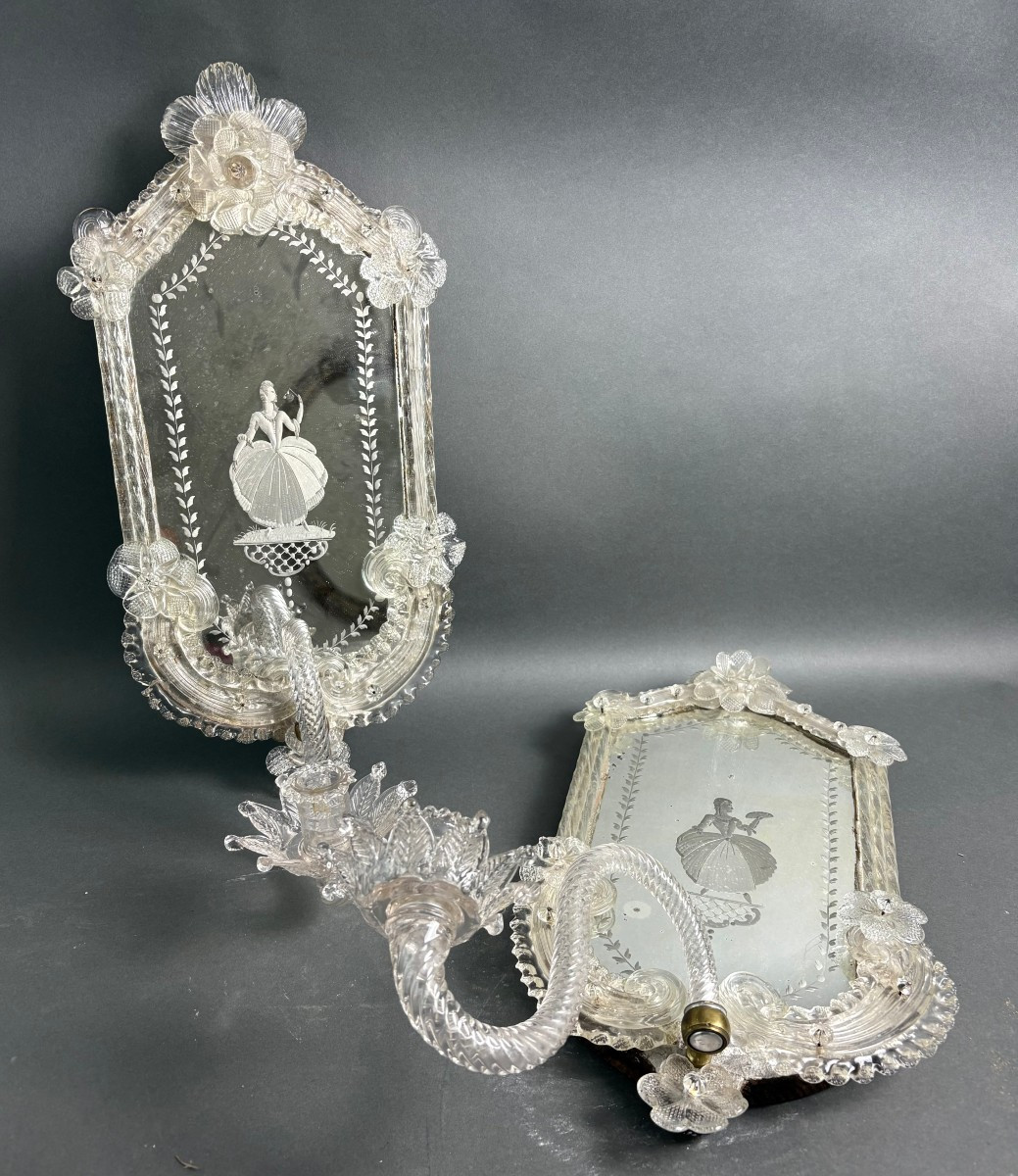 Coppia di Appliques in Vetro di Murano del XIX secolo