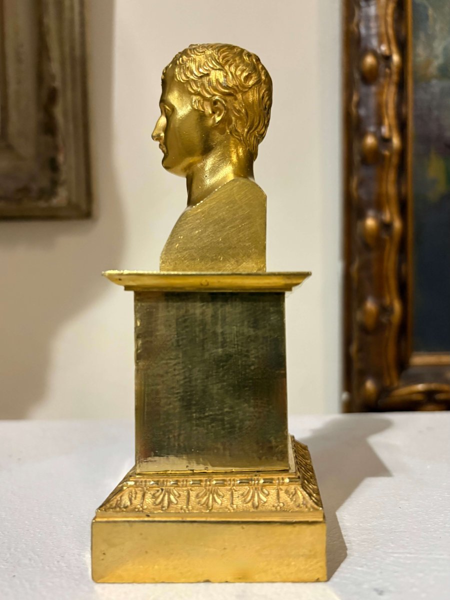 Busto di Napoleone I in Bronzo Dorato a Ormolu epoca Impero-photo-4