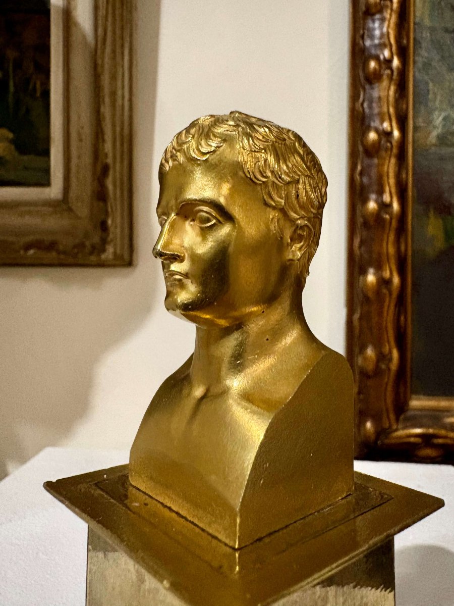 Busto di Napoleone I in Bronzo Dorato a Ormolu epoca Impero-photo-2
