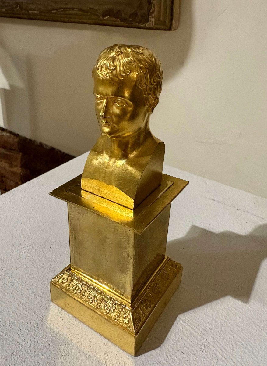 Busto di Napoleone I in Bronzo Dorato a Ormolu epoca Impero-photo-3