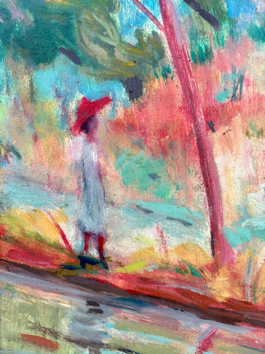Scuola Francese Post-impressionista "Figure sul fiume" inizi XX secolo-photo-3