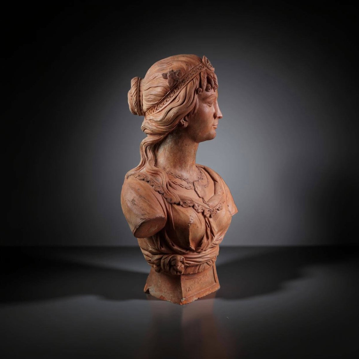 Busto in Terracotta Ritratto di Dama, Bottega senese,  XVIII secolo-photo-2