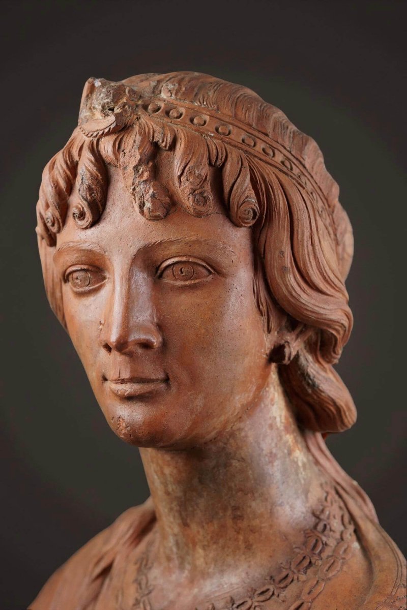 Busto in Terracotta Ritratto di Dama, Bottega senese,  XVIII secolo-photo-2