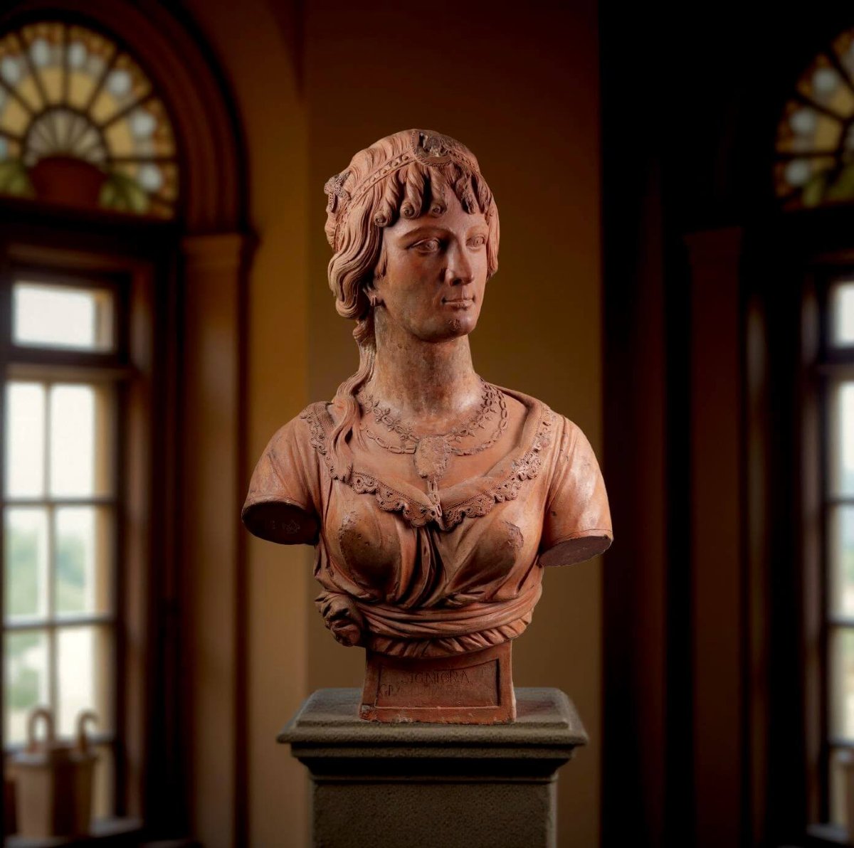 Busto in Terracotta Ritratto di Dama, Bottega senese,  XVIII secolo-photo-3