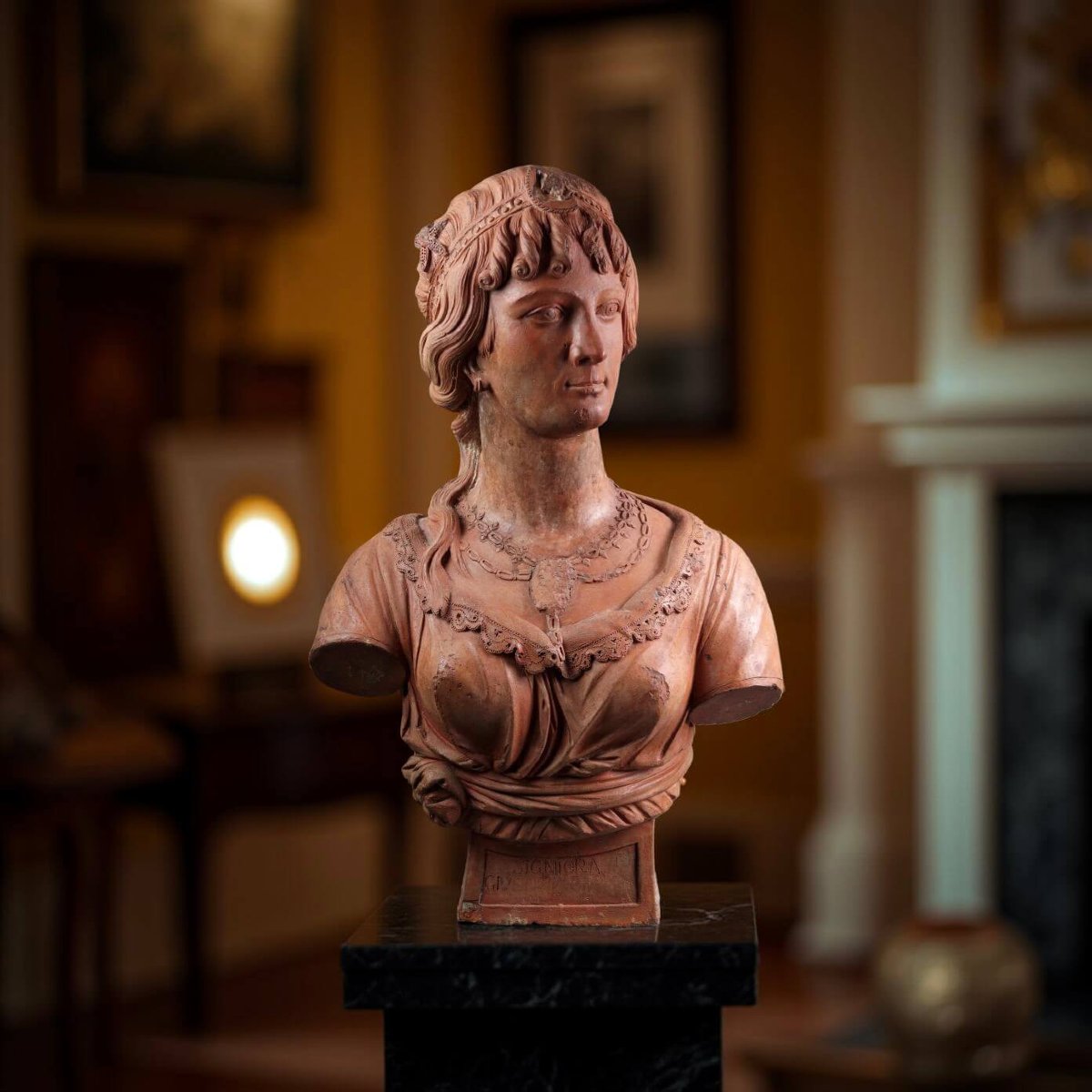 Busto in Terracotta Ritratto di Dama, Bottega senese,  XVIII secolo-photo-6