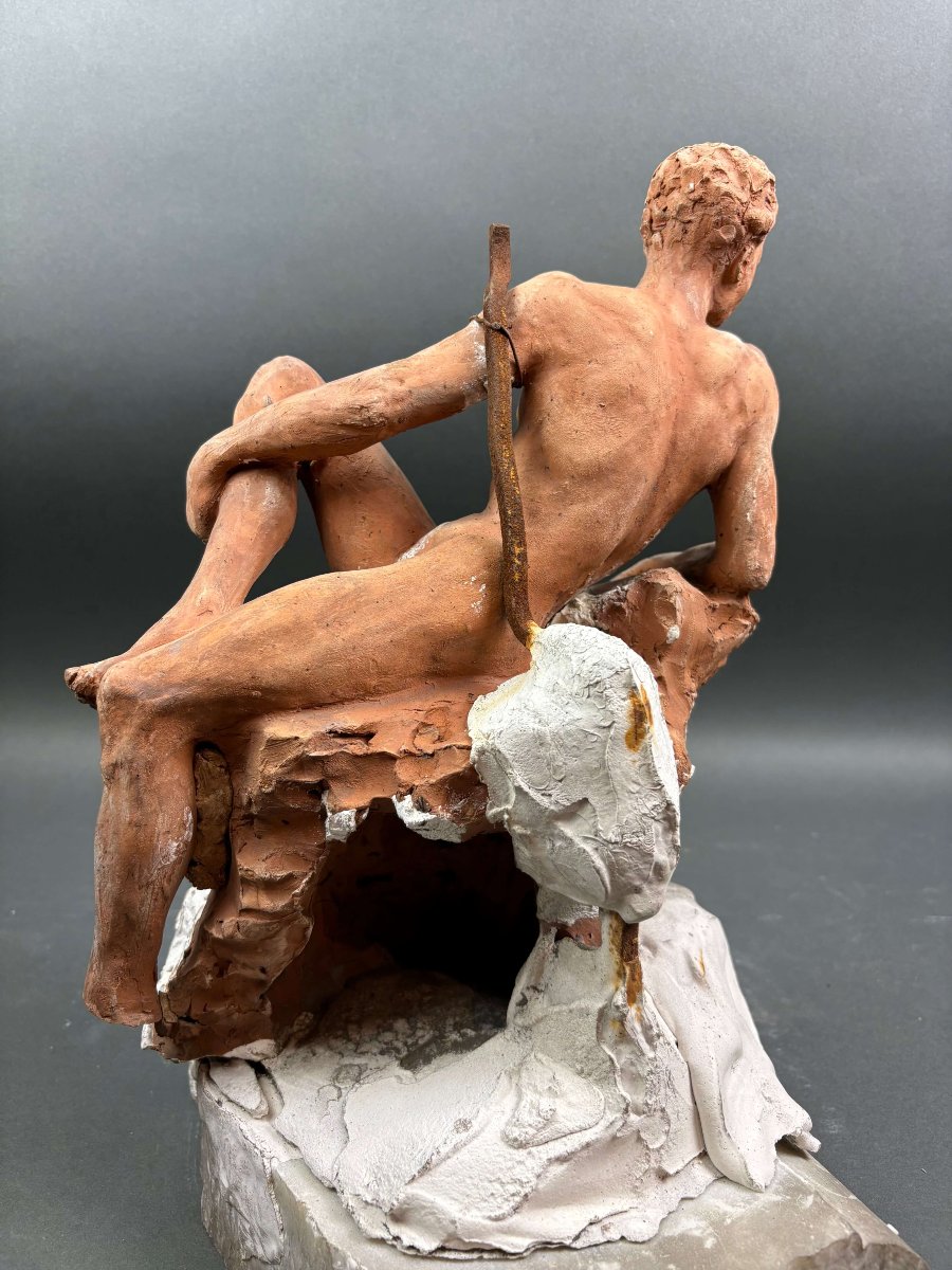 Bozzetto di Atelier in Terracotta Nudo Maschile Accademico inizi XX -photo-4