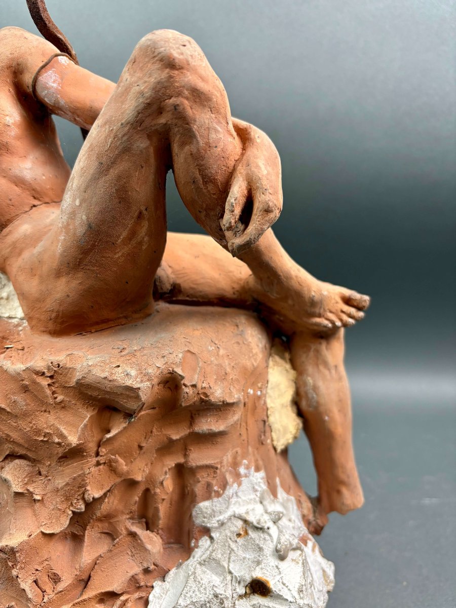 Bozzetto di Atelier in Terracotta Nudo Maschile Accademico inizi XX -photo-4