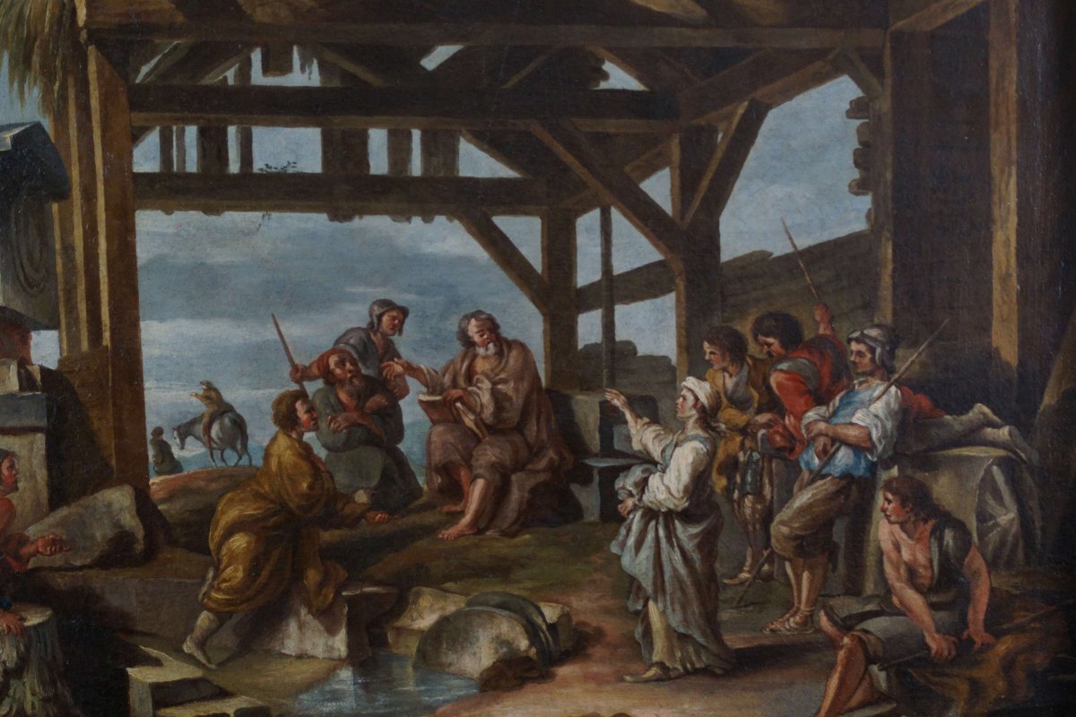 Grande Dipinto del XVIII secolo "La Sibilla cumana" dopo Giovanni Paolo Panini (1691-1765)-photo-2