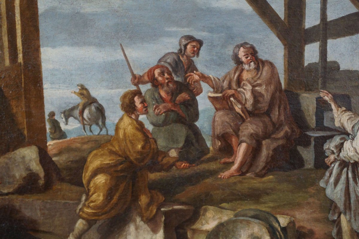 Grande Dipinto del XVIII secolo "La Sibilla cumana" dopo Giovanni Paolo Panini (1691-1765)-photo-3
