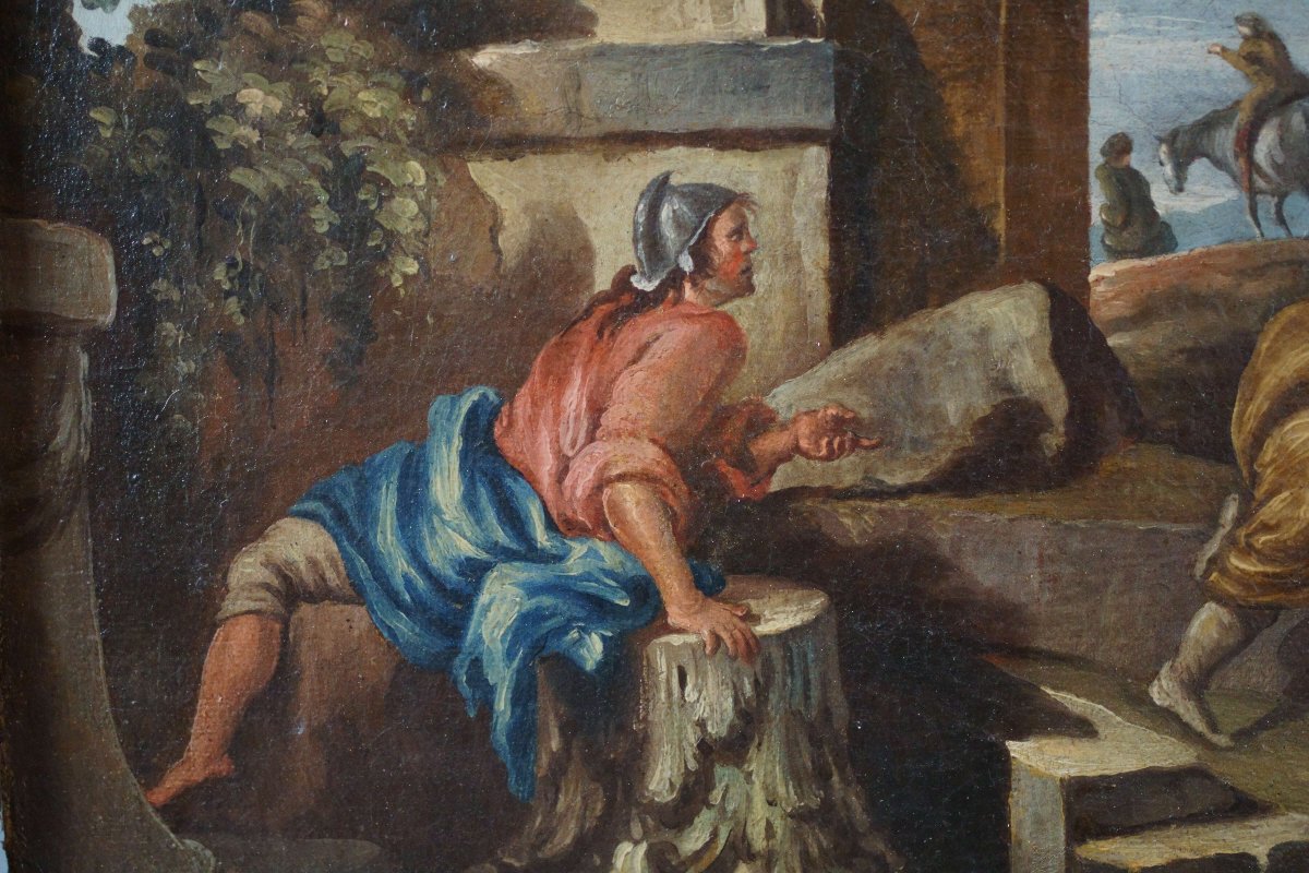 Grande Dipinto del XVIII secolo "La Sibilla cumana" dopo Giovanni Paolo Panini (1691-1765)-photo-4