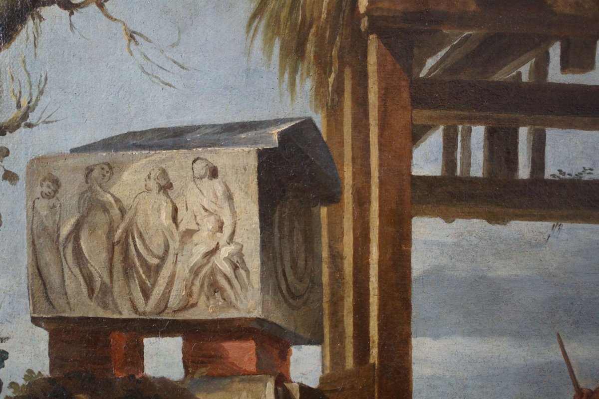 Grande Dipinto del XVIII secolo "La Sibilla cumana" dopo Giovanni Paolo Panini (1691-1765)-photo-2