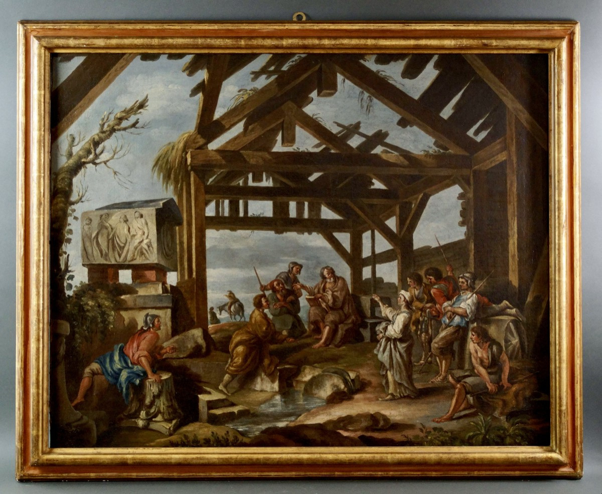 Grande Dipinto del XVIII secolo "La Sibilla cumana" dopo Giovanni Paolo Panini (1691-1765)