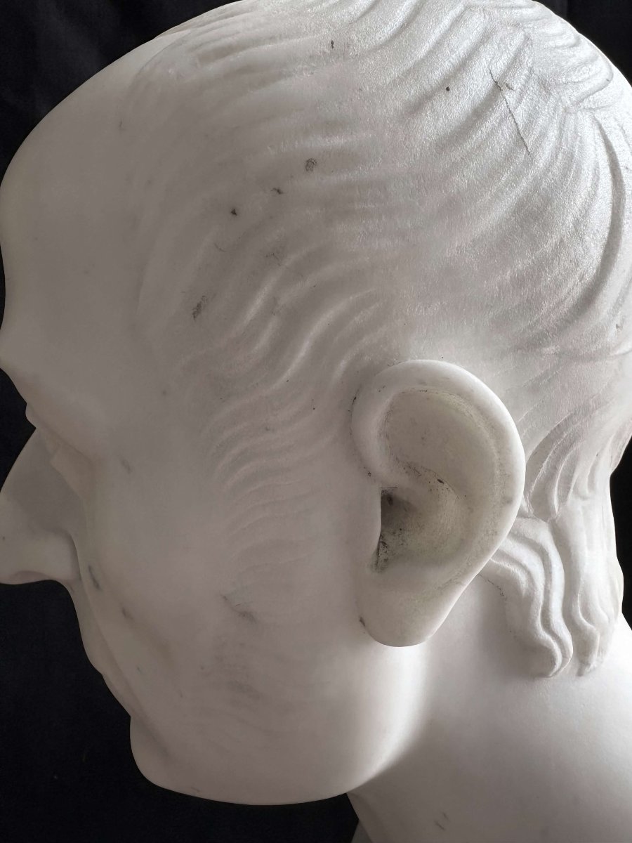 Busto Maschile Neoclassico in Marmo di Carrara inizi XIX secolo -photo-4