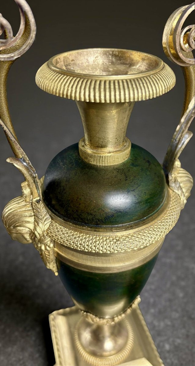 Claude Galle (attr.) Coppia di Urne Vasi Direttorio Bronzo e Marmo-photo-4