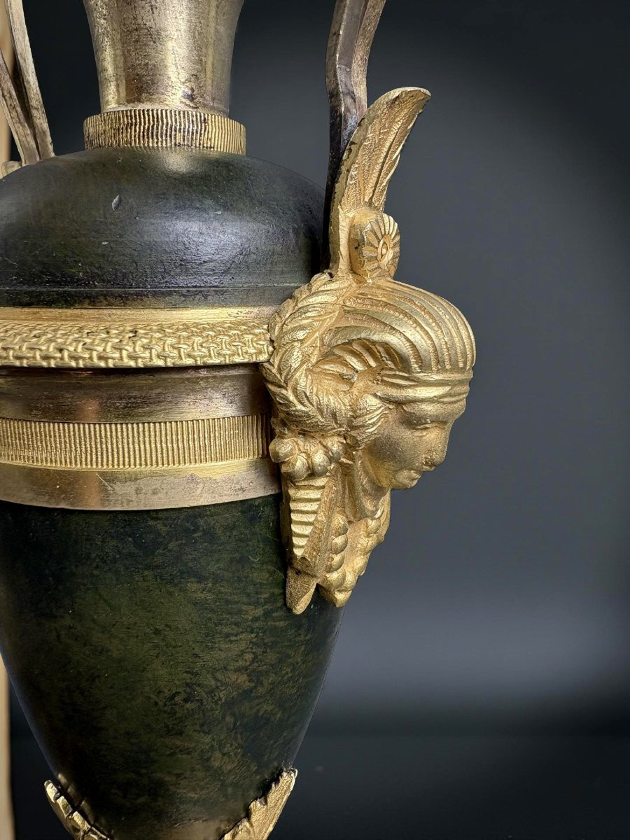 Claude Galle (attr.) Coppia di Urne Vasi Direttorio Bronzo e Marmo-photo-5
