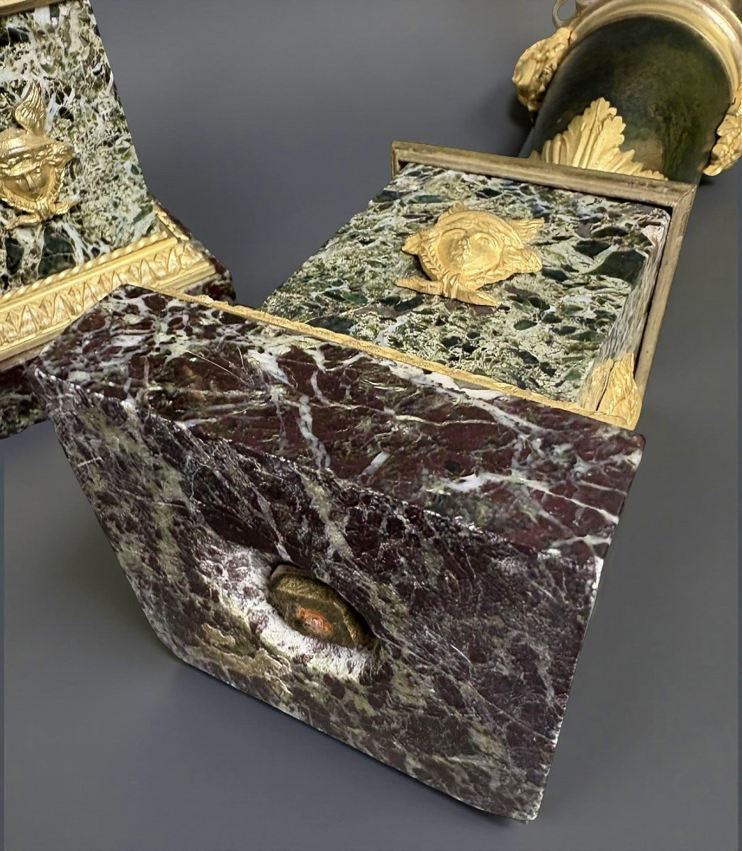 Claude Galle (attr.) Coppia di Urne Vasi Direttorio Bronzo e Marmo-photo-8