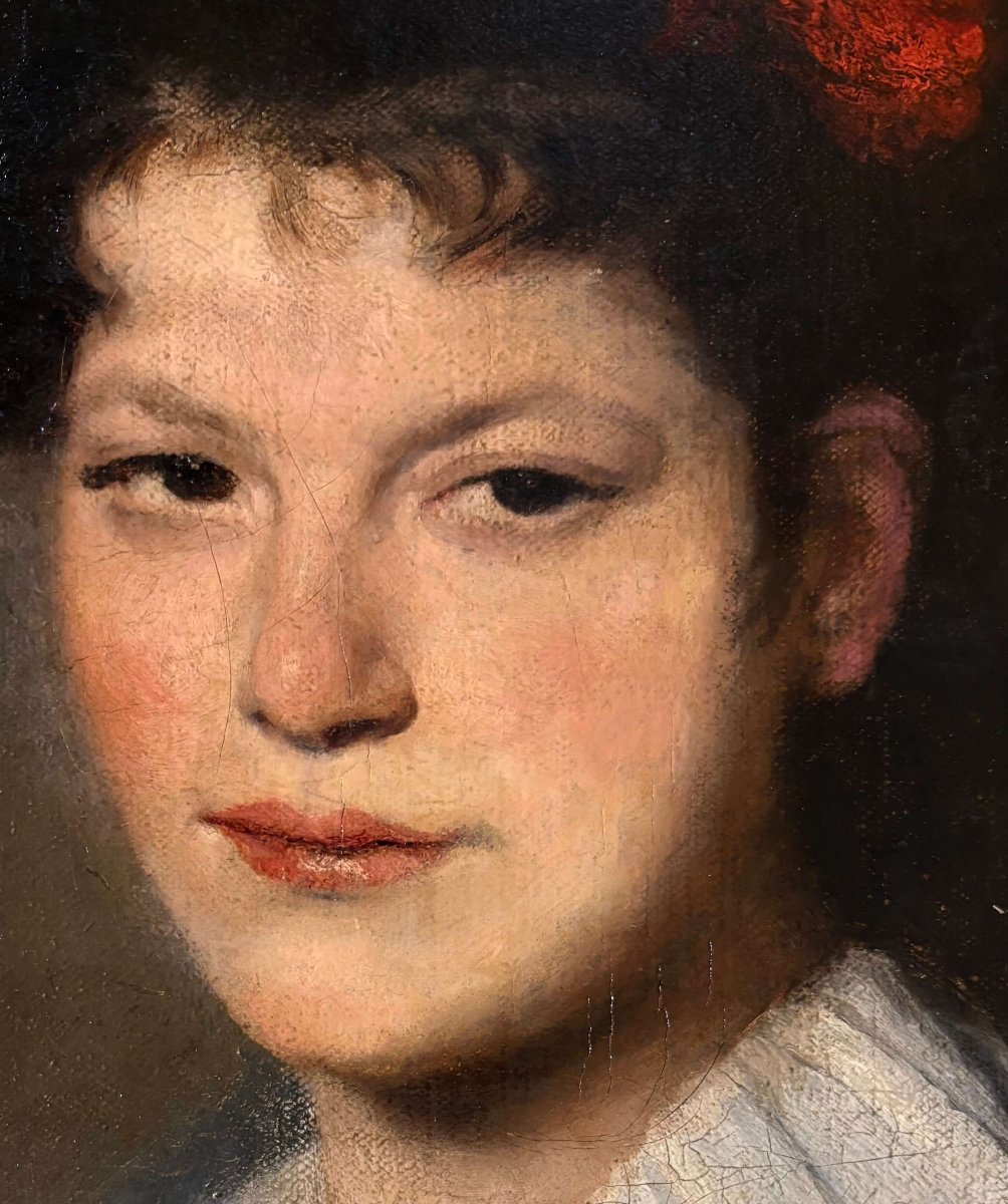 Hélène Le Roy d'Etiolles (1864-1939)  Scuola Francese del XIX  Ritratto di Giovane Donna-photo-1