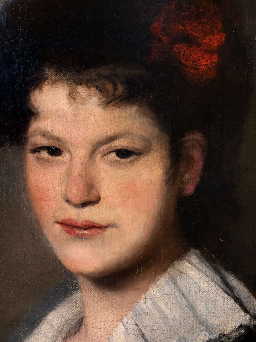 Hélène Le Roy d'Etiolles (1864-1939)  Scuola Francese del XIX  Ritratto di Giovane Donna-photo-2