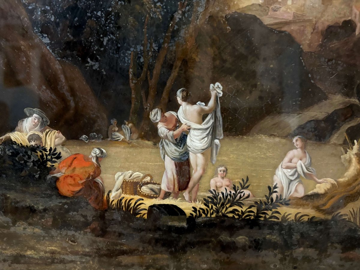 Scuola Francese del XVIII dopo Claude Vernet Dipinto su Vetro-photo-3