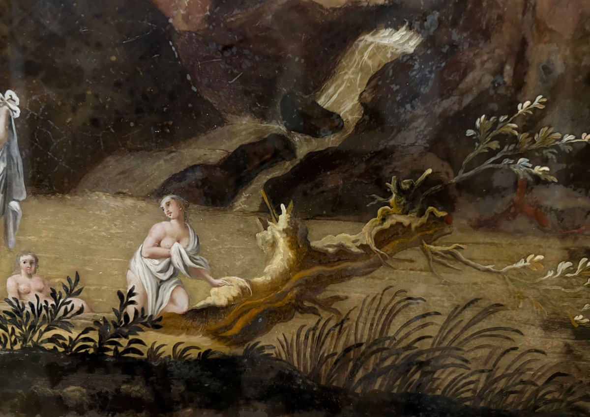 Scuola Francese del XVIII dopo Claude Vernet Dipinto su Vetro-photo-4