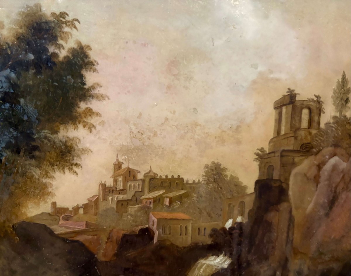 Scuola Francese del XVIII dopo Claude Vernet Dipinto su Vetro-photo-3