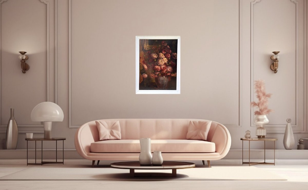 Grande Natura Morta Vaso di Fiori Scuola Francese primi 900 Art Nouveau-photo-4