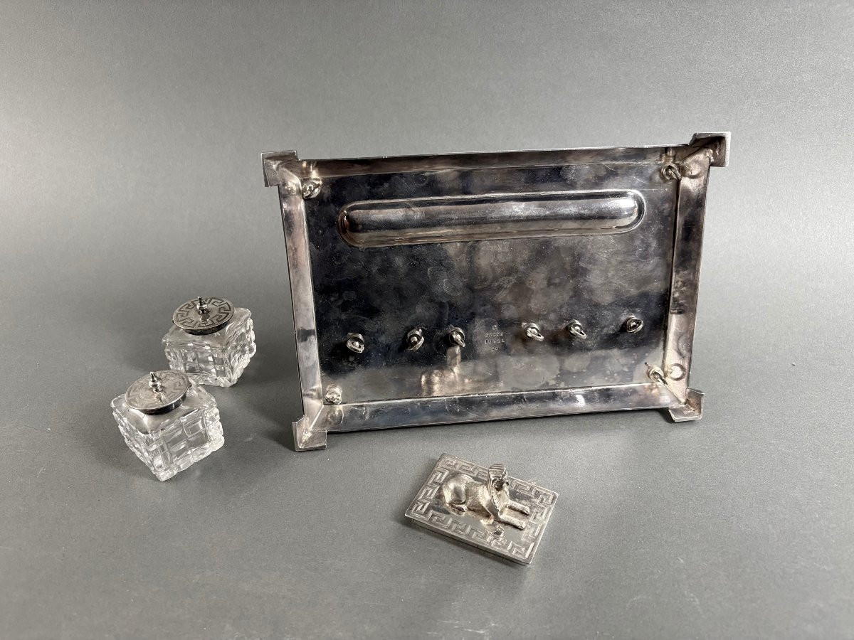 Calamaio Art Déco di gusto Neo-Egizio Inghilterra inizi XX secolo-photo-3