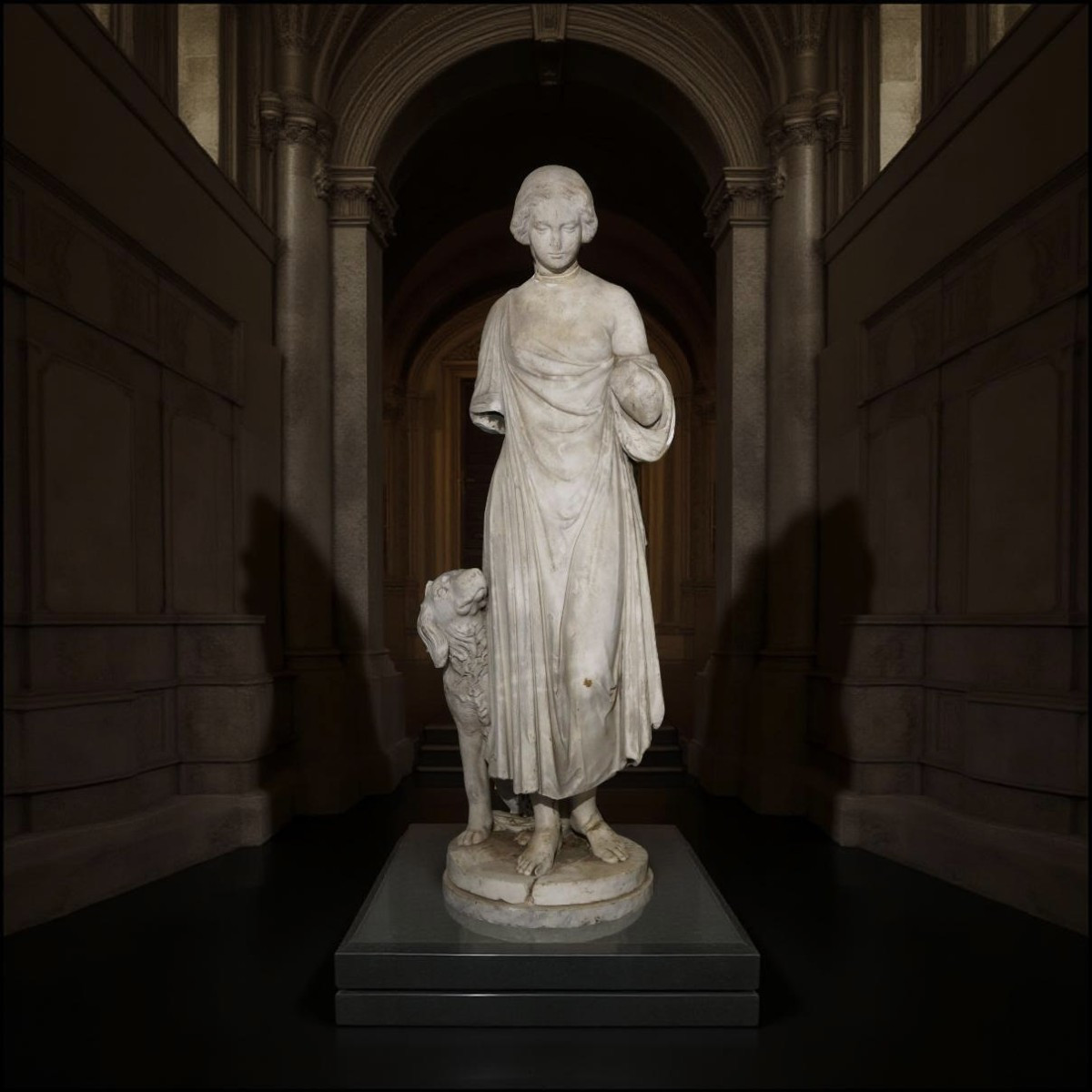 Grande Scultura in Marmo Neoclassica Allegoria XVIII secolo-photo-2